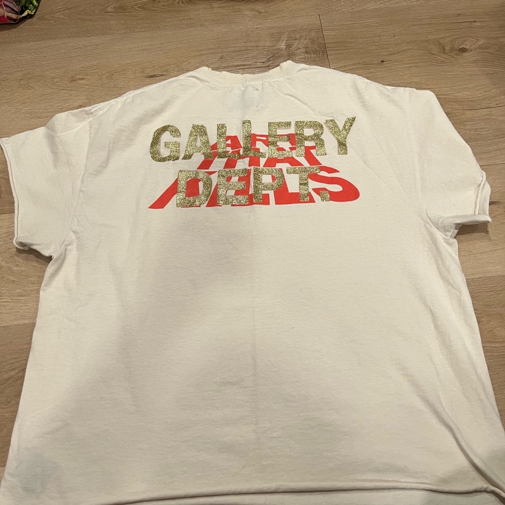 Gallery Dept White Tee with Red and Gold Accents